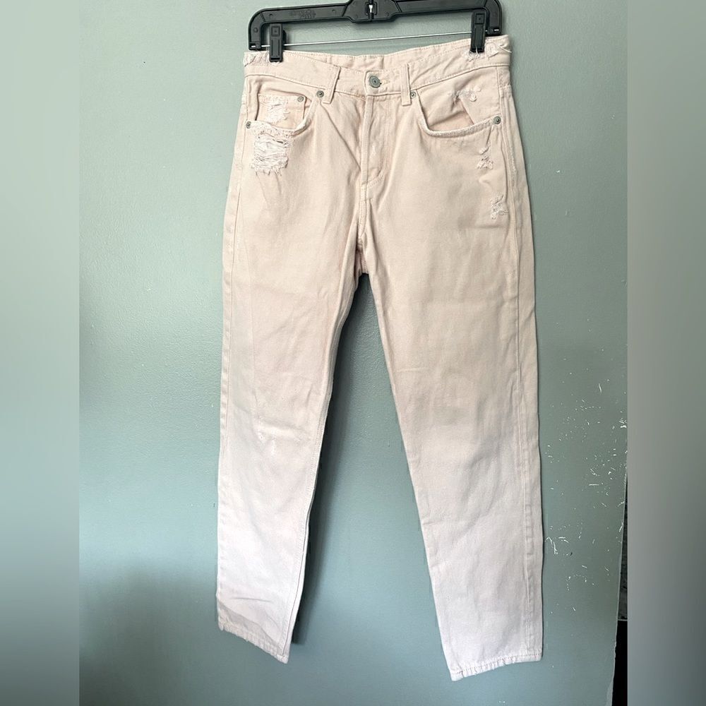 &denim Boyfriend Low Waist Jeans Pink Button Fly 26